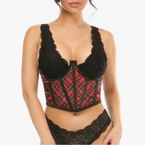 Daisy Corset Red Plaid Underbust Corset Small NWT